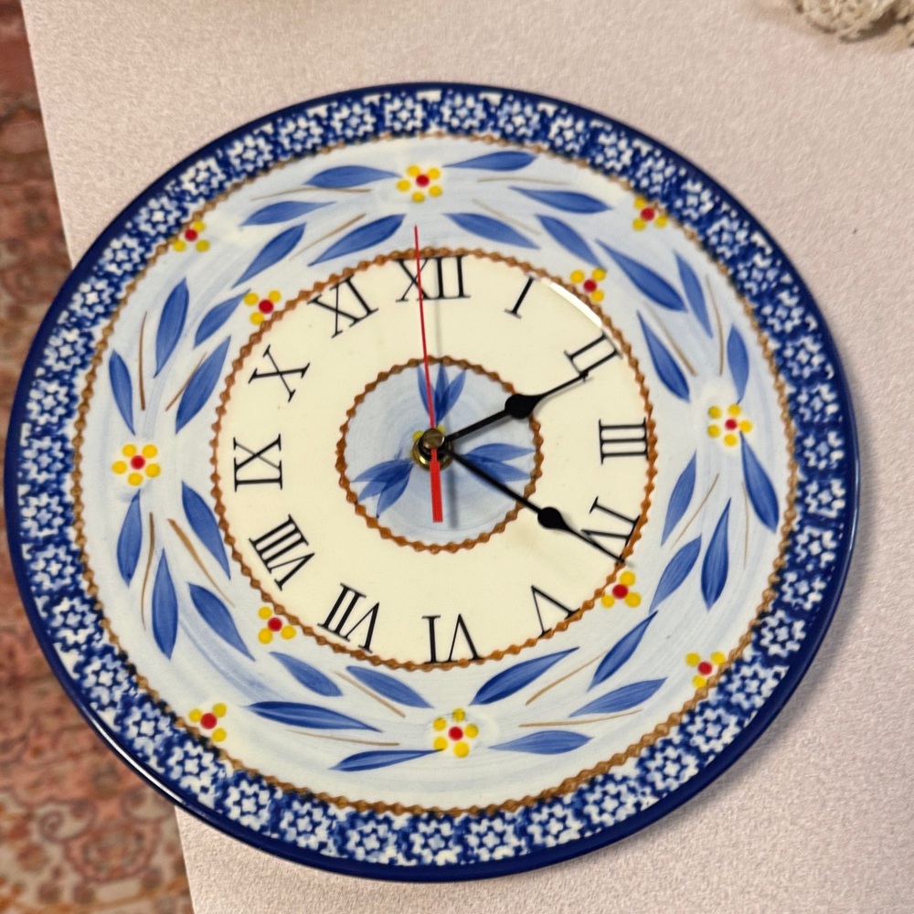 Artisan Blue and Yellow Roman Numeral Wall Clock